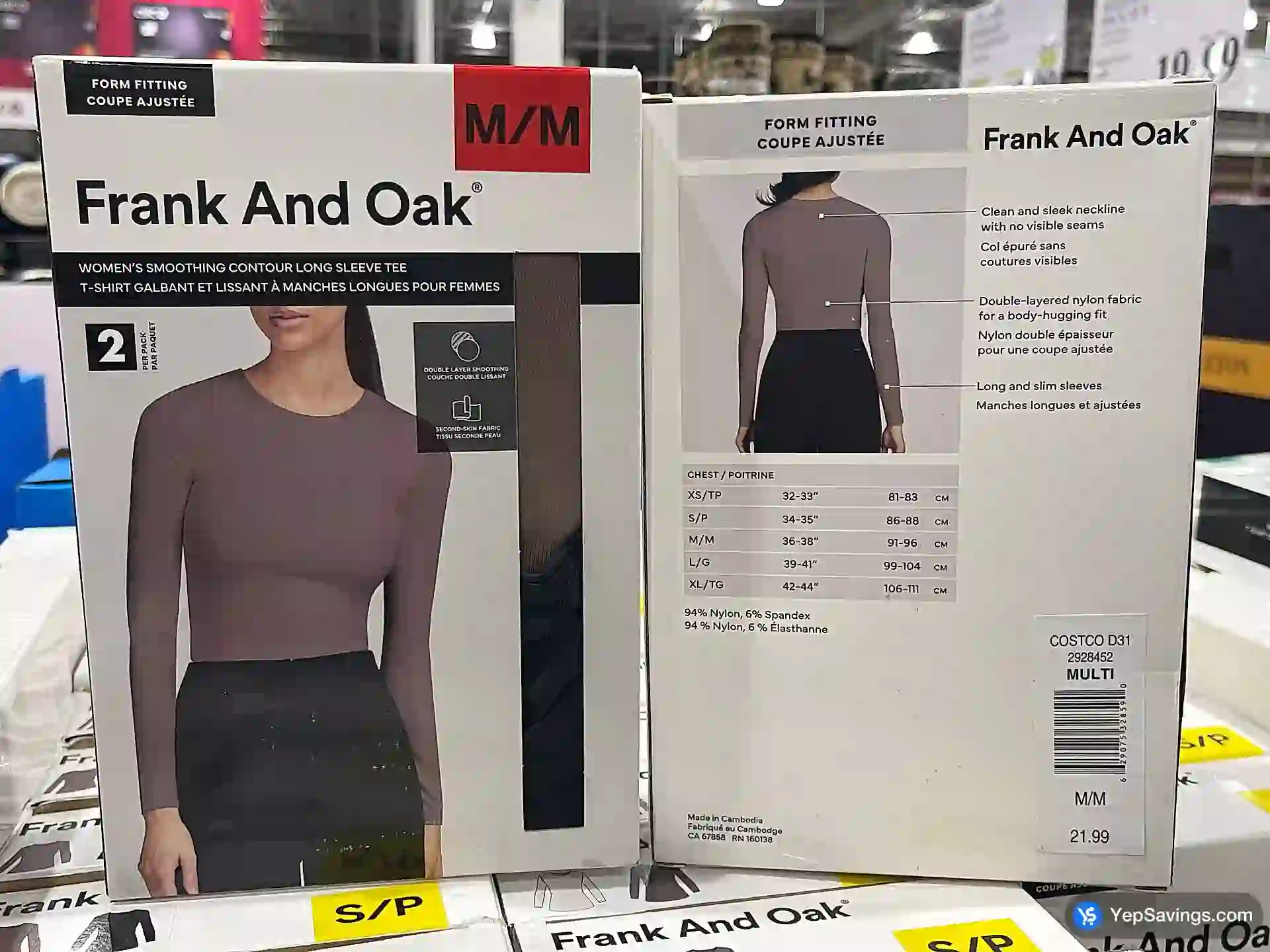 COSTCO FRANK AND OAK CONTOUR 2 PACK + WOMENS SIZES XS - XL (ITM 2928452)