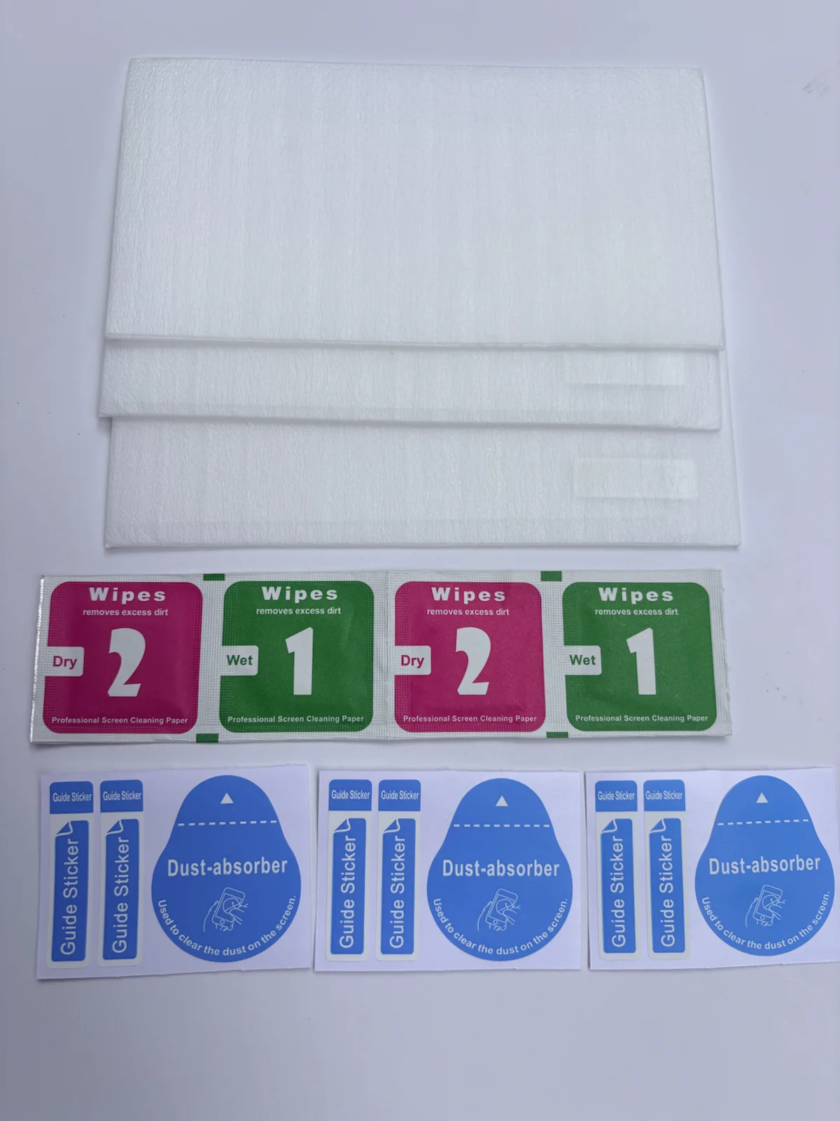 Three screen protectors with cleaning wipes and installation supplies for DJI RC 2